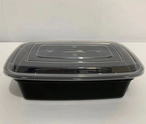 Μαύρο εμπορευματοκιβώτιο τροφίμων 1000ml Microwavable μίας χρήσης PP πλαστικό