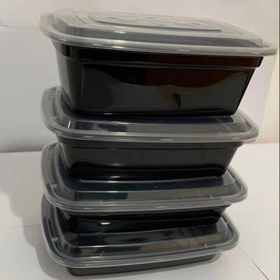 Μαύρο εμπορευματοκιβώτιο τροφίμων 1000ml Microwavable μίας χρήσης PP πλαστικό