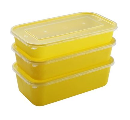 Παιδιών συσκευασία εμπορευματοκιβωτίων τροφίμων καλαθακιών με φαγητό σχολικών κίτρινη ορθογωνίων μίας χρήσης
