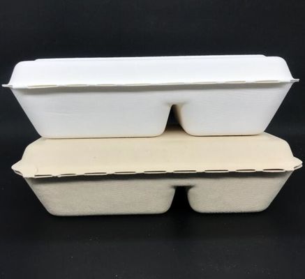 Βιοδιασπάσιμο 1000ml 2 εμπορευματοκιβώτιο τροφίμων επιτραπέζιου σκεύους πολτού Surgance καλαθακιών με φαγητό διαμερισμάτων Eco